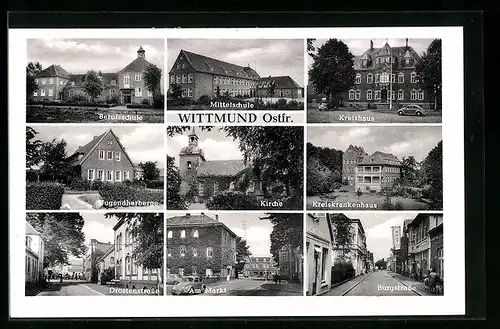 AK Wittmund, Drostenstrasse, Burgstrasse, Jugendherberge