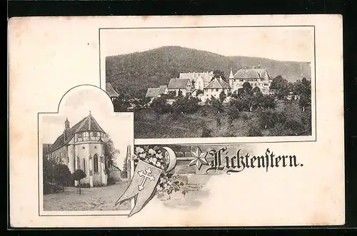 AK Lichtenstern, Ortsansicht aus der Vogelschau, Blick auf die Kirche