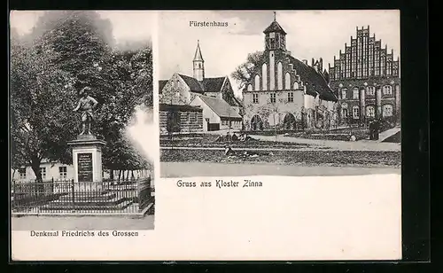 AK Kloster Zinna, Fürstenhaus, Denkmal Friedrichs des Grossen