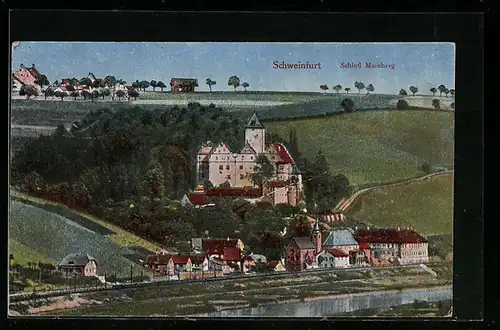 AK Schweinfurt, Schloss Mainberg mit Kirche, Häuser und Umgebung