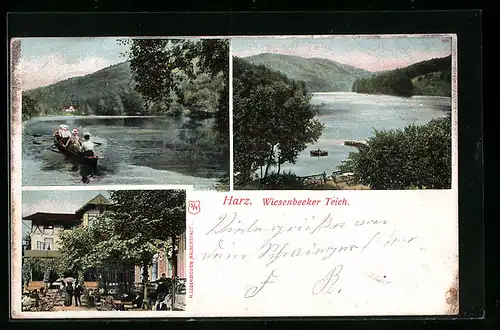 AK Bad Lauterberg / Harz, Wiesenbeker Teich, Seepartie und Gasthaus