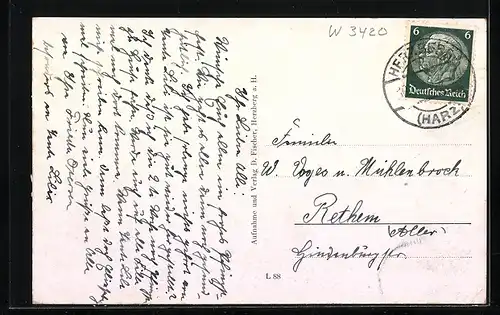 AK Lonau i. H., Blick zur Badeanstalt