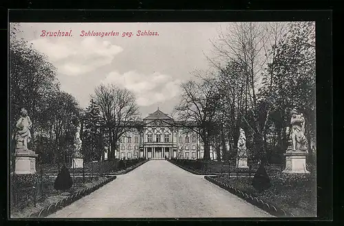 AK Bruchsal, Schlossgarten geg. Schloss