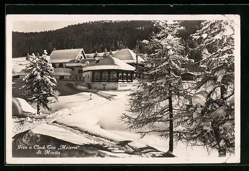 AK St. Moritz, Gasthof Meierei im Winter