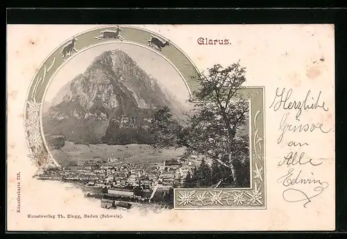 AK Glarus, Teilansicht mit Bäumen