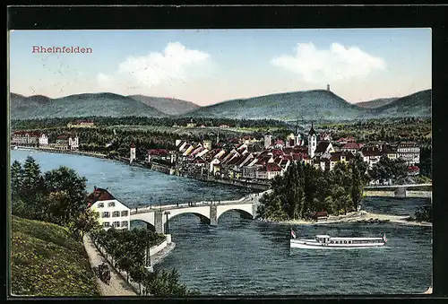 AK Rheinfelden, Ortsansicht mit Fluss und Umland
