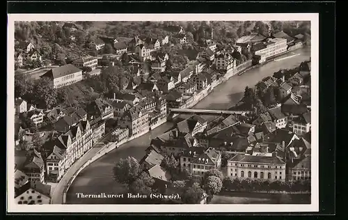 AK Baden, Ortsansicht aus der Vogelschau