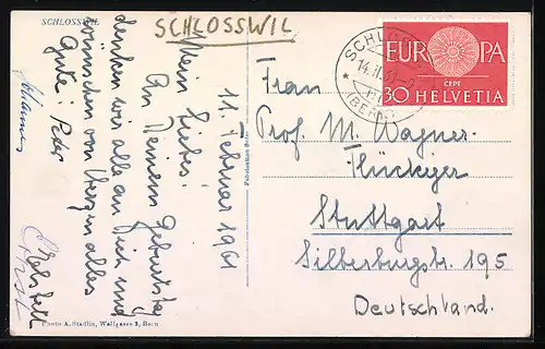 AK Schlosswil, Ortsansicht vom Felde