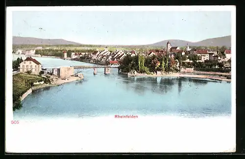 AK Rheinfelden, Ortspartie am Fluss