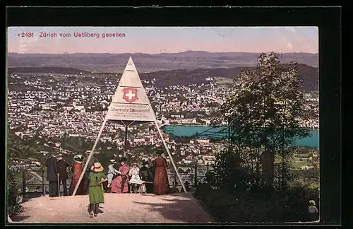 AK Zürich, Ortsansicht vom Uetliberg gesehen
