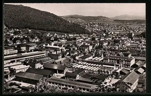 AK Baden, Ortsansicht aus der Vogelschau