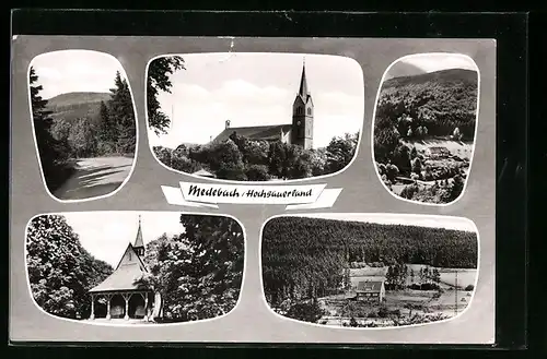 AK Medebach /Hochsauerland, Waldidylle mit Haus, Kirche