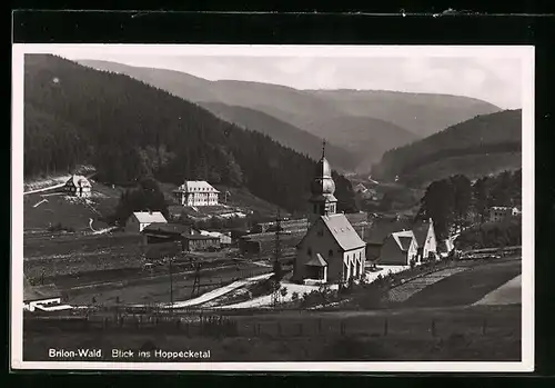 AK Brilon-Wald, Blick ins Hoppecktal mit Kirche