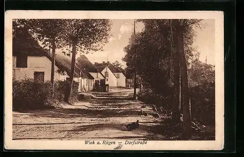 AK Wiek a. Rügen, Wohnhäuser an der Dorfstrasse