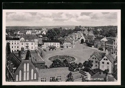 AK Bergen, Ortsansicht mit Stadtplatz aus der Vogelschau