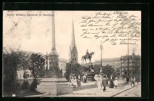 AK Hamburg, Szene am Kaiser Wilhelm Denkmal