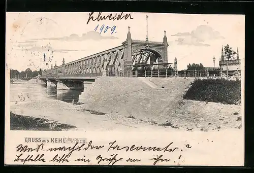 AK Kehl am Rhein, Blick auf die alte Brücke