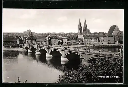 AK Frankfurt (Oder), Ortsansicht mit Oderbrücke