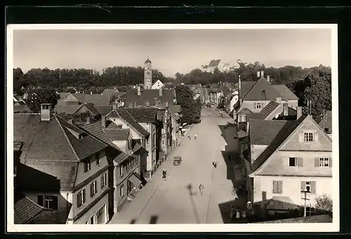 AK Illertissen, die Hauptstrasse aus der Vogelschau