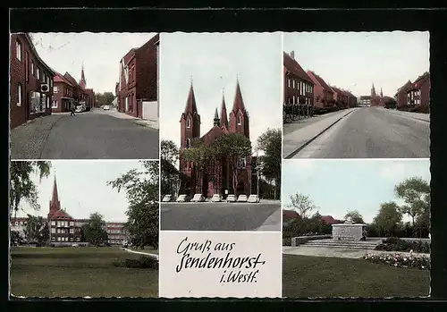 AK Sendenhorst i. Westf., VW-Käfer vor der Kirche