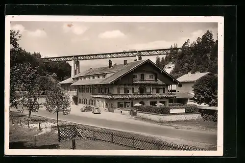 AK Weyarn, Gasthaus u. Pension Bruckmühle an der Mangfallbrücke