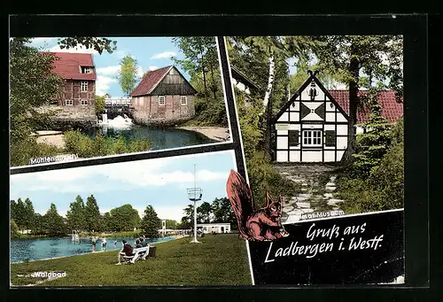 AK Ladbergen i. Westf., Waldbad, Heimat Museum, Mühlenansicht