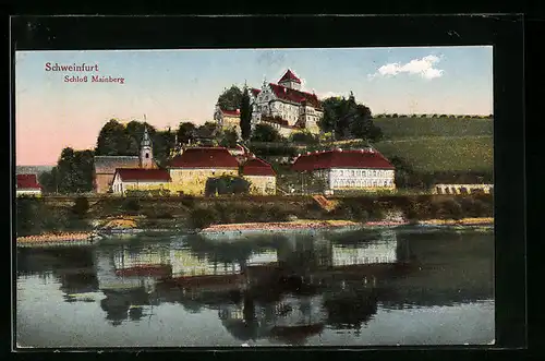 AK Schweinfurt, Blick auf das Schloss Mainberg mit Blick auf die Kirche