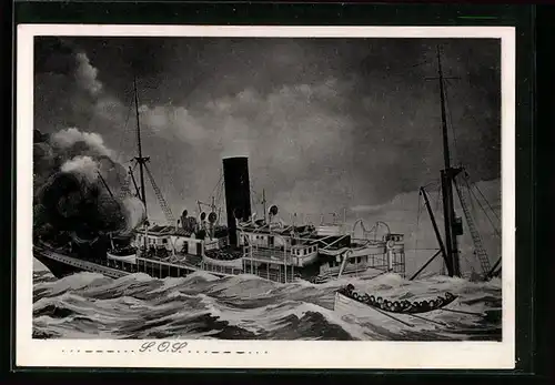 Künstler-AK S.O.S. Schiffsuntergang! Seeverkehrs-Erziehung ist not!, Joseph Nikolaus Hamburg