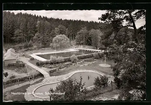 AK Nastätten im Taunus, Schwimmbad aus der Vogelschau