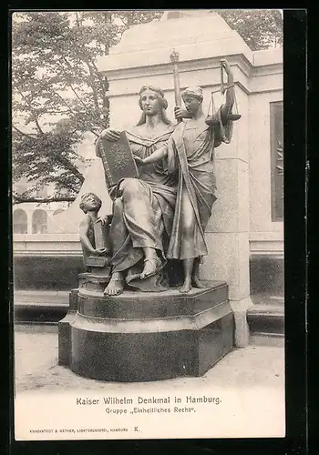 AK Hamburg, Kaiser Wilhelm Denkmal, Gruppe Einheitliches Recht