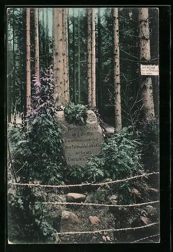AK Harburg, Grabstein des verst. Forstmeister W. Kickbusen im Forst Höpen