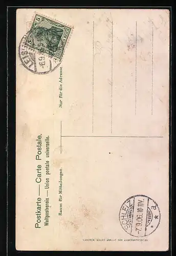 AK Leisnig, Teilansicht, Schwalbe mit Brief im Schnabel