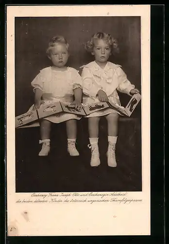 AK Erzh. Franz Joseph Otto und Erzh. Adelheid, die beiden ältesten Kinder des österreich ungarischen Thronfolgerpaares