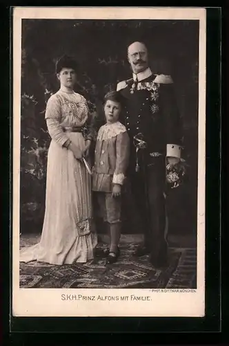 AK S. K. H. Prinz Alfons von Bayern mit Familie