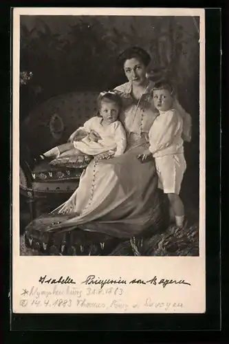 AK Prinzessin Isabelle von Bayern mit Kindern