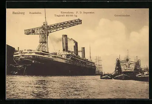 AK Hamburg, Riesendampfer Imperator während der Bauphase im Rosshafen