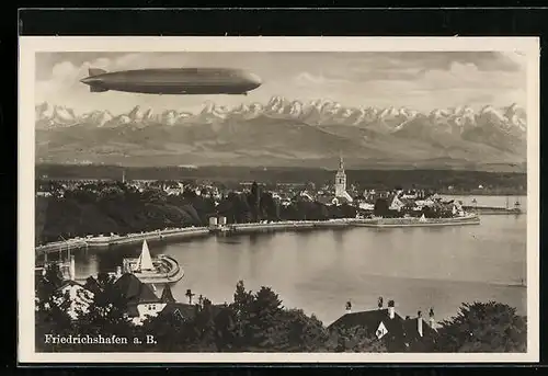 AK Friedrichshafen, Luftschiff LZ 127 Graf Zeppelin über dem Bodensee