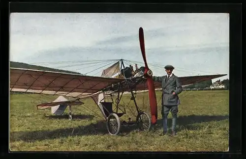 AK Pilot Roever auf Grade-Eindecker