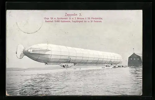 AK Landung des Zeppelin 3