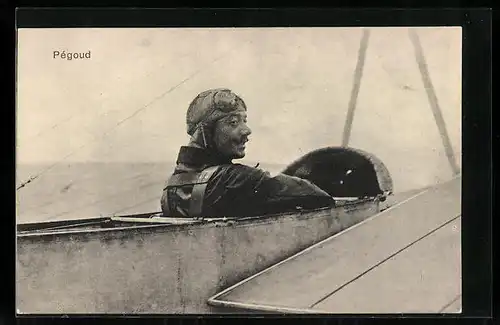 AK Pilot Pégoud in seinem Flugzeug