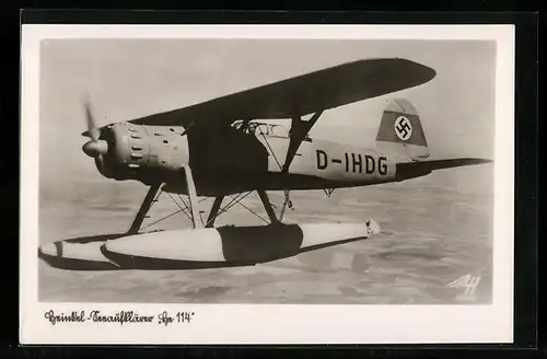 AK Wasserflugzeug Heinkel Seeaufklärer He 114 in der Luft, 
