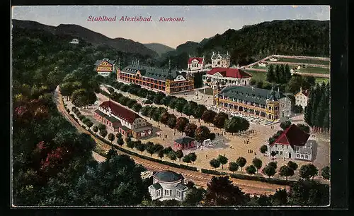 AK Alexisbad i. Selkethal, Kurhotel aus der Vogelschau