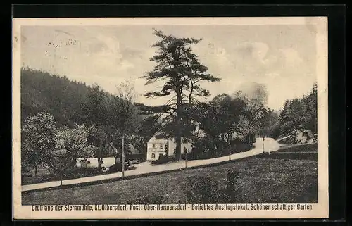 AK Kl. Olbersdorf bei Ober-Hermersdorf, Gaststätte Sternmühle mit Strasse