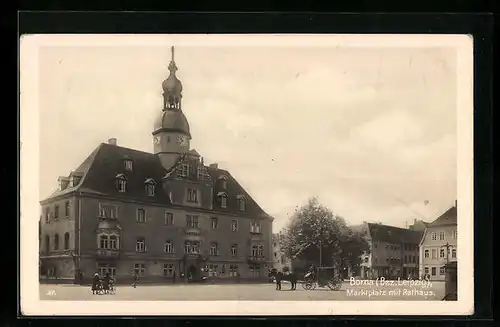 AK Borna, Marktplatz mit Rathaus