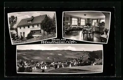 AK Windheim, Panorama, Haus Silberhütte, Innen- und Aussenansicht