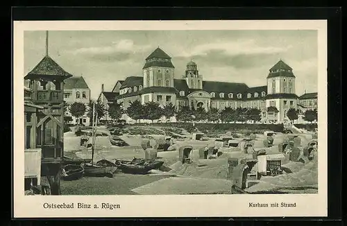 AK Binz, Kurhaus mit Strand