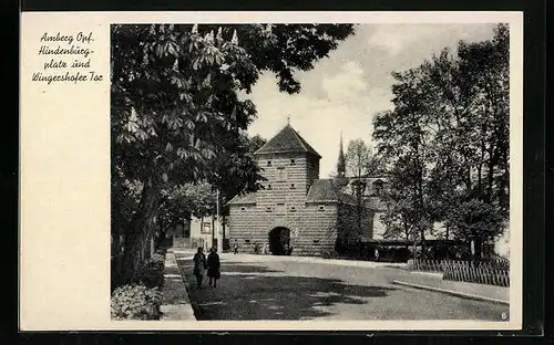 AK Amberg /Opf., Hindenburgplatz und Wingershofer Tor