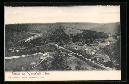 AK Wendefurth / Harz, Panoramablick aus der Vogelschau