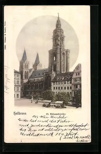 AK Heilbronn, St. Kilianskirche mit Marktplatz
