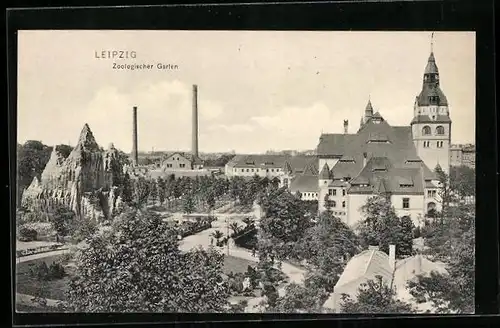 AK Leipzig, Zoologischer Garten aus der Vogelschau